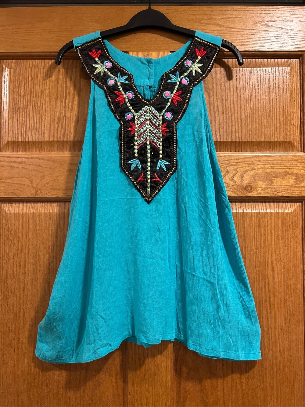 NWT Roper Embellished Turquoise Sleeveless, Flowy, Women's Tank Top Size Large